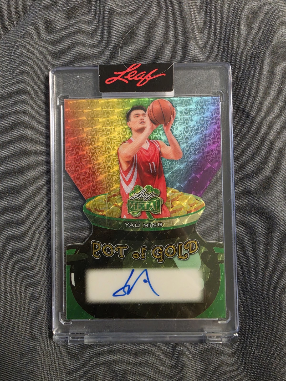 2026 Leaf Metal Yao Ming Pot of Gold Auto Green Prismatic 1/1 Houston Rockets