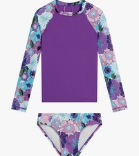 Kanu Surf Girls Long Sleeve Rashguard UPF 50 Two Piece Swim Set