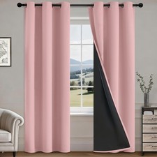 100 Peach Pink Blackout Curtains for Bedroom Kids Room 84 Inches Length 2 Pa...