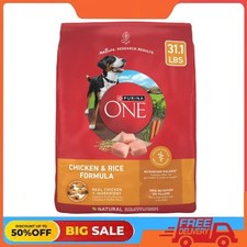 Purina One Dry Dog Food for Adult Dogs High Protein, Real Chicken & Rice, 31.1lb 1.50 per pound