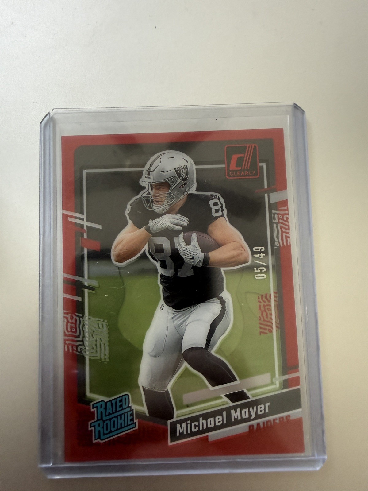 2023 Panini Clearly Donruss - Rated Rookie Michael Mayer #75 Red /49 (RC)