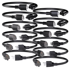 12 Pack Short Extension Cord 1 Foot Black 16/3 Gauge Indoor Power Extension Cabl