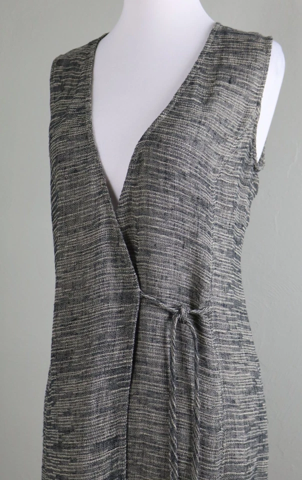 EILEEN FISHER $218 Woven Organic Linen Long Vest Jacket Top Size 2XS / XXS - Image 2 of 4