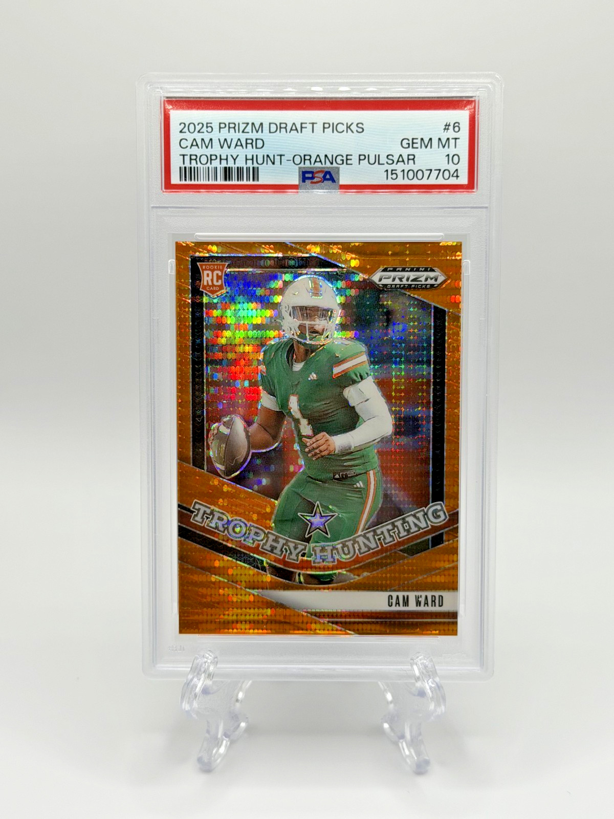 2025 Panini Prizm Cam Ward RC Orange Pulsar Titans Rookie #37/75 PSA 10 Gem!