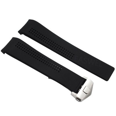 22mm Black Silicone Rubber Band Strap For TagHeuer Carrera With Buckle