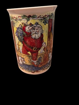 Vintage Dunoon Stoneware Christmas Cheer Coffee Cocoa Mug ''Santa's Arrival'' 1995
