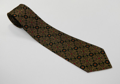 Men's Vintage KING Tie Necktie King Tie Gold Red Medallion Arabesque Baroque Art