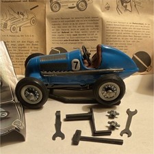 Schuco Studio 1050 Vintage Tin Toy Race Car with Box Tools Instructions