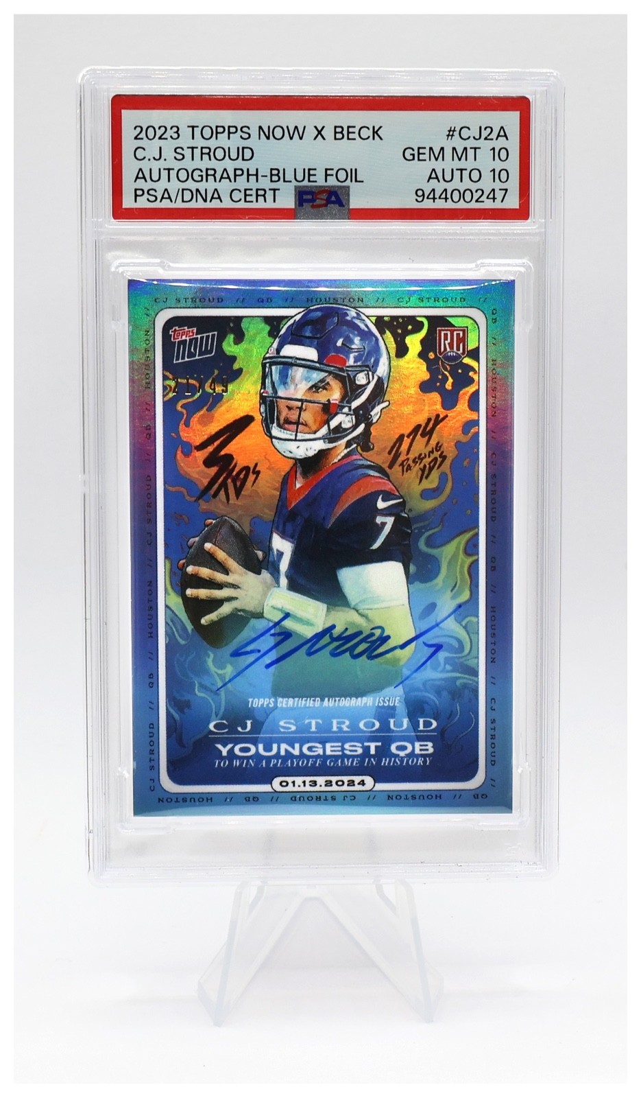 2023 Topps Now X Beck CJ Stroud #CJ2A Blue Foil Auto RC /49 PSA GEM MT 10/10