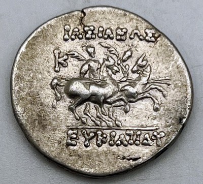 171-145 BC Greco Baktrian Kingdom Eukratides I AR Drachm Silver Ancient Greece