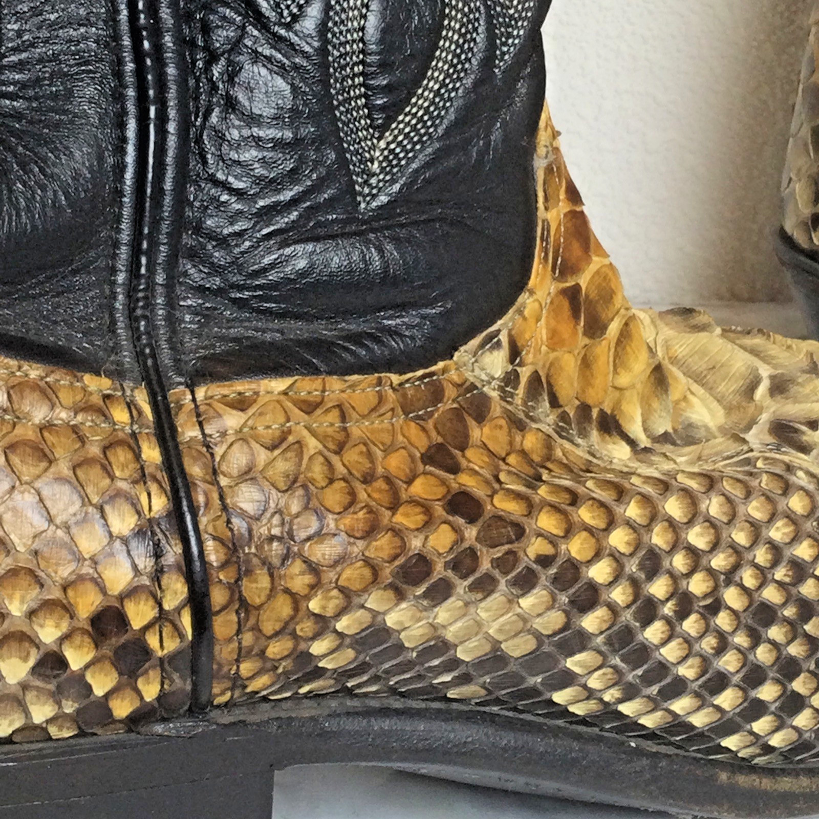 Vintage Python Snakeskin Leather Black Cowboy Boo… - image 4