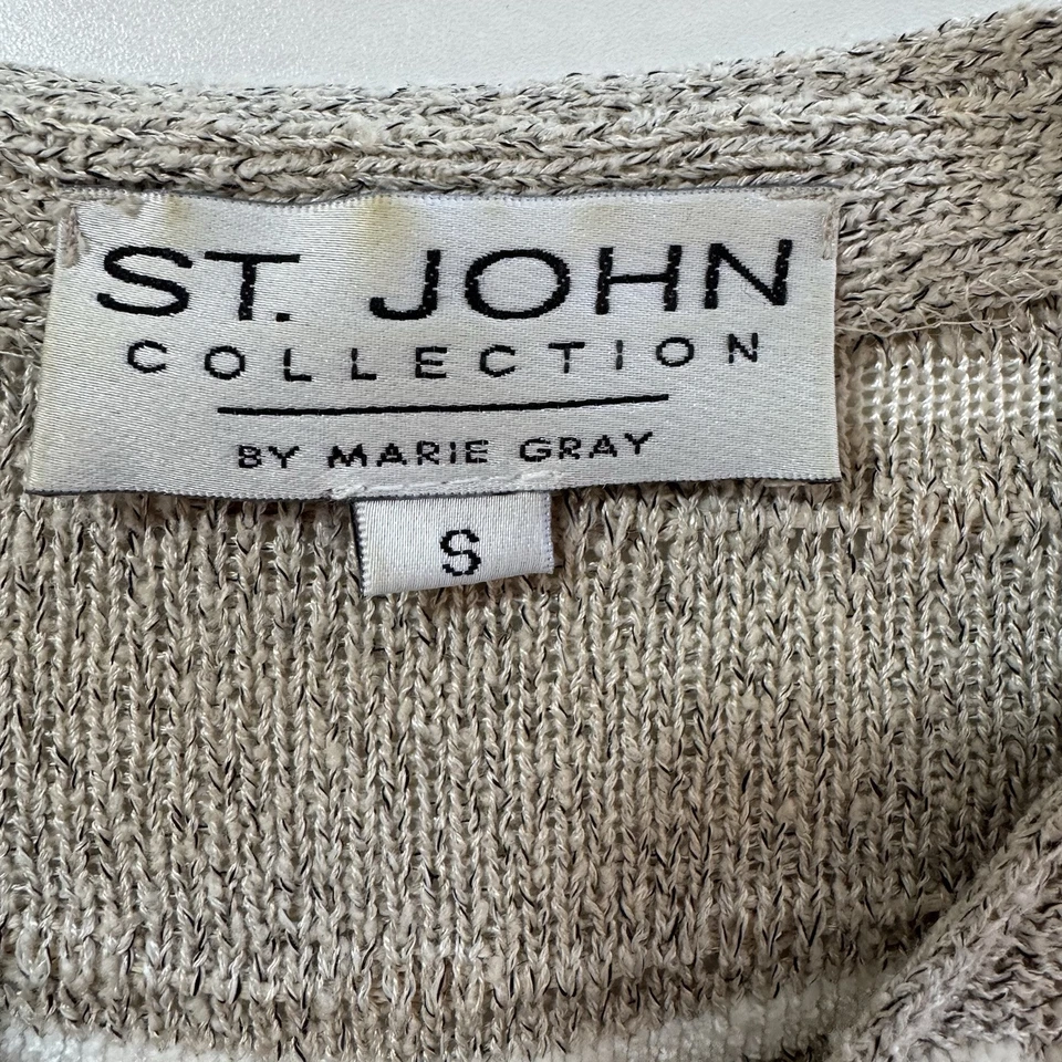 St. John 2Pc Striped Cardigan jacket & skirt Set Santana Knit Size small - Imagem 3 de 4