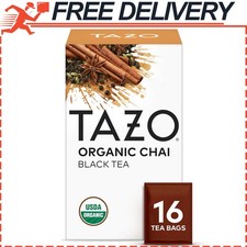 TAZO Organic Chai Black Tea Bags, Caffeinated tea, NonGMO, Kosher 16 Total Bags