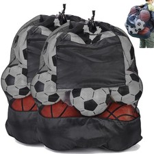 2 Pack Heavy Duty Soccer Ball Bag, Volleyball Ball Bag with Adjustable Strap,...