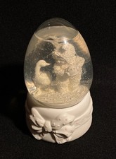 Dept 56 Snowbabies Musical Snow Globe Egg Shape Bow Pink Polka Dot Goose Ball 6"