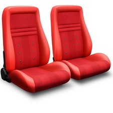 1 Pair Universal Pvc Suede Obs Style Seats W 2 Sliders Low Back Bucket Seats