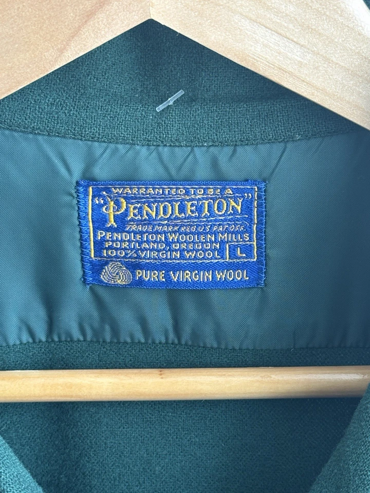 Rare New Pendleton - Virgin Wool Button Up Shirt 60s Era Vintage Forest Green - Image 4 of 4