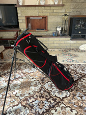 4-Way Lightweight Black & Red Polyester Stand Golf Bag, Very Good Condition