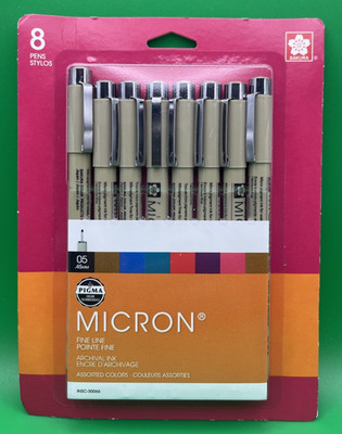 Sakura PIGMA  Micron 05 Fine Point Pens (set of 8)  Assorted colors