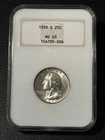 GEM BU 1939-S Washington Quarter NGC MS65 No Barcode Fatty Old Holder Hologram