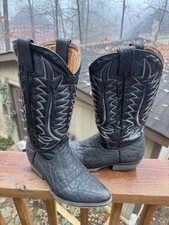 Botas de Vaquero Rio Grande para Mujer Negras Cuero de Toro Exótico Talla 8.5