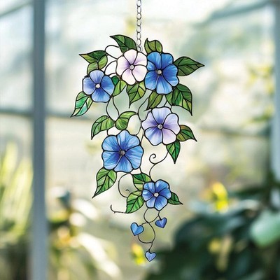 Morning Glory, Acrylic Ornament, Blue Purple Flowers, Floral Decor, Garden Gift