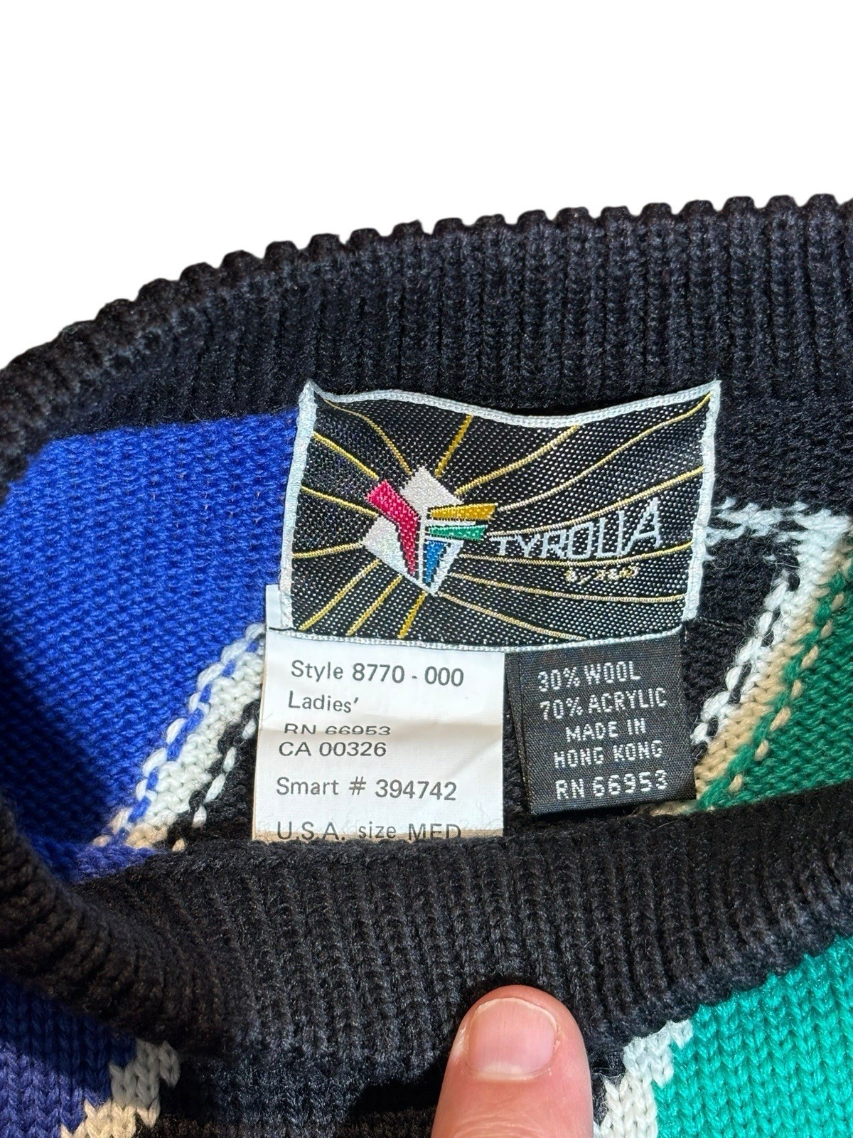 Vintage Tyrolia By Head Ski Sweater 80s 90s Women’s Medium Wool Blend Colorful