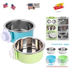 Crate Dog Bowl, Removable Stainless Steel Hanging Pet Kennel Cage Bowl Food ...