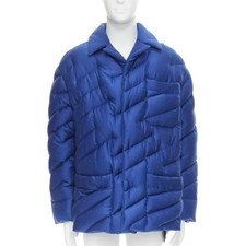 Runway FENDI 2021 Runway 100 silk blue logo goose down puffer jacket IT48 M