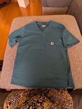 Carhartt Rugged Flex Scrub Top Size M Teal V-Neck Modern Fit