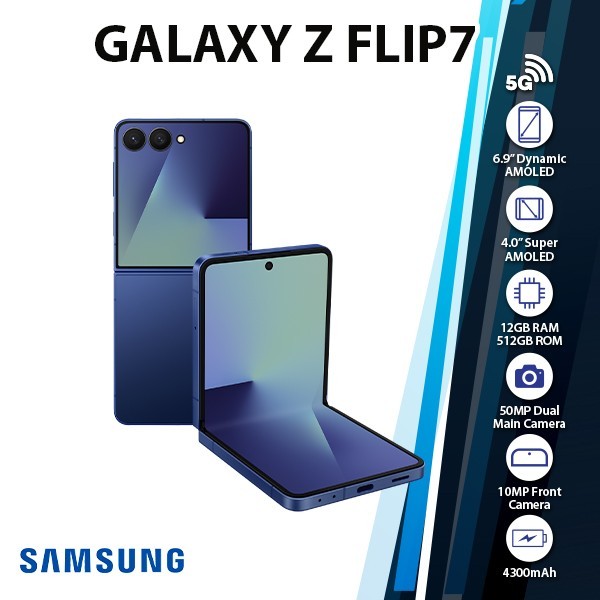 Samsung Galaxy Z Flip7 5G Android Cell Phone (BLUE/12GB+512GB/Dual