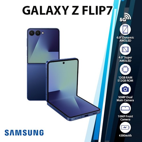 Samsung Galaxy Z Flip7 5G Android Cell Phone BLUE/12GB+512GB/Dual SIM