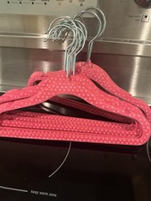 KIDS Premium Velvet Hangers 11" - Set of 10 hangers - Hot Pink, Light Pink Dots