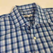 Peter Millar Shirt Mens XL Blue Plaid Long Sleeve Button Front Stretch Regular