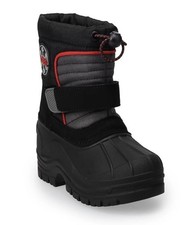 New totes Taelor Toddler Boys' Waterproof Winter Boots Size: 11 T, Black Red