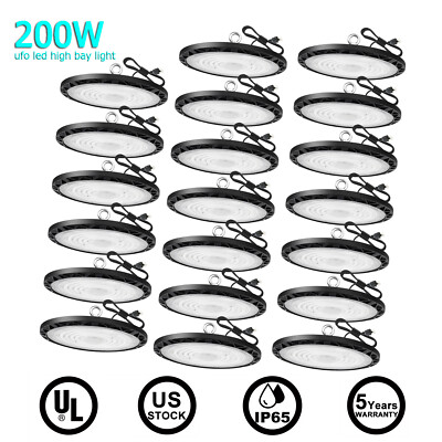 20 Pack 200W UFO Led High Bay Light 90-277V Industrial Commercial Gym Shop Light