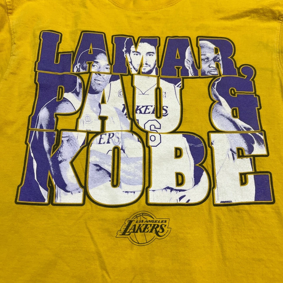 Camisa LA Lakers Para Hombres XL NBA Amarilla Lamar Pau Kobe Y2K Finales Baloncesto UNK Foto 3 de 4