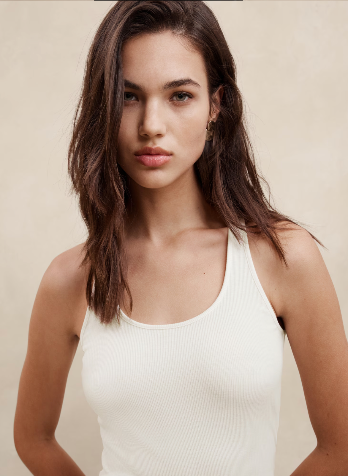 NWT Banana Republic $35 RIBBED SCOOP-NECK TANK, Snow Day, Sz S