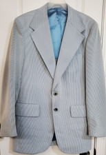 1960s Vintage McGregor Size 42 Sports Coat Seersucker Blazer Blue Made in USA