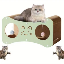 1pc Cute Cat Lounger Scratcher Double Layered Cat Scratcher Bed with Hanging