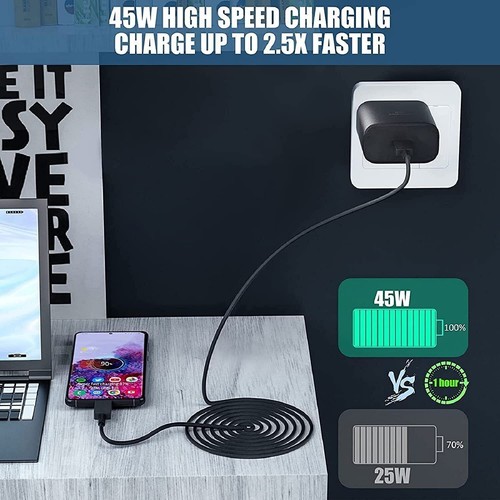 45W USB-C Type C PD Fast Wall Charger 6FT Cable For Samsung Galaxy S23 S22 Ultra - Picture 11 of 15