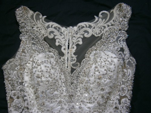 Allure Bride Wedding Dress 12 Ivory Satin Mermaid Beaded Illusion 9402 $1,789 - Picture 15 of 21