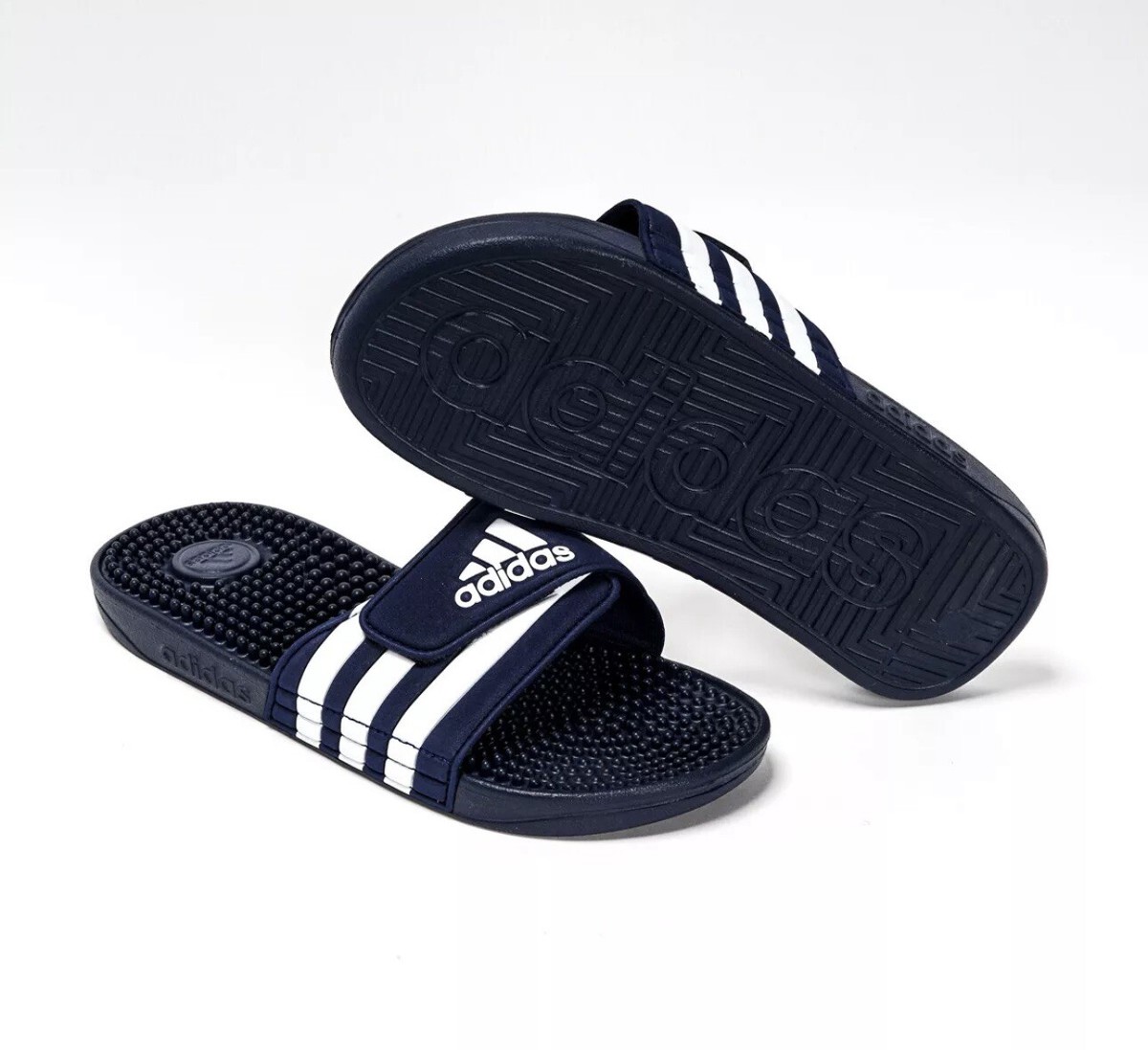 Adidas Mens Adissage Slide F35579 Dark Blue with White, Size 