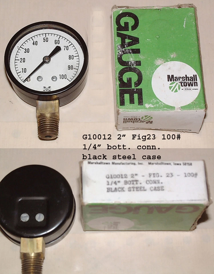 Marshalltown 🚨0-100 PSI 🚨 Manómetro 2" Negro/Estuche de Acero Foto 2 de 2