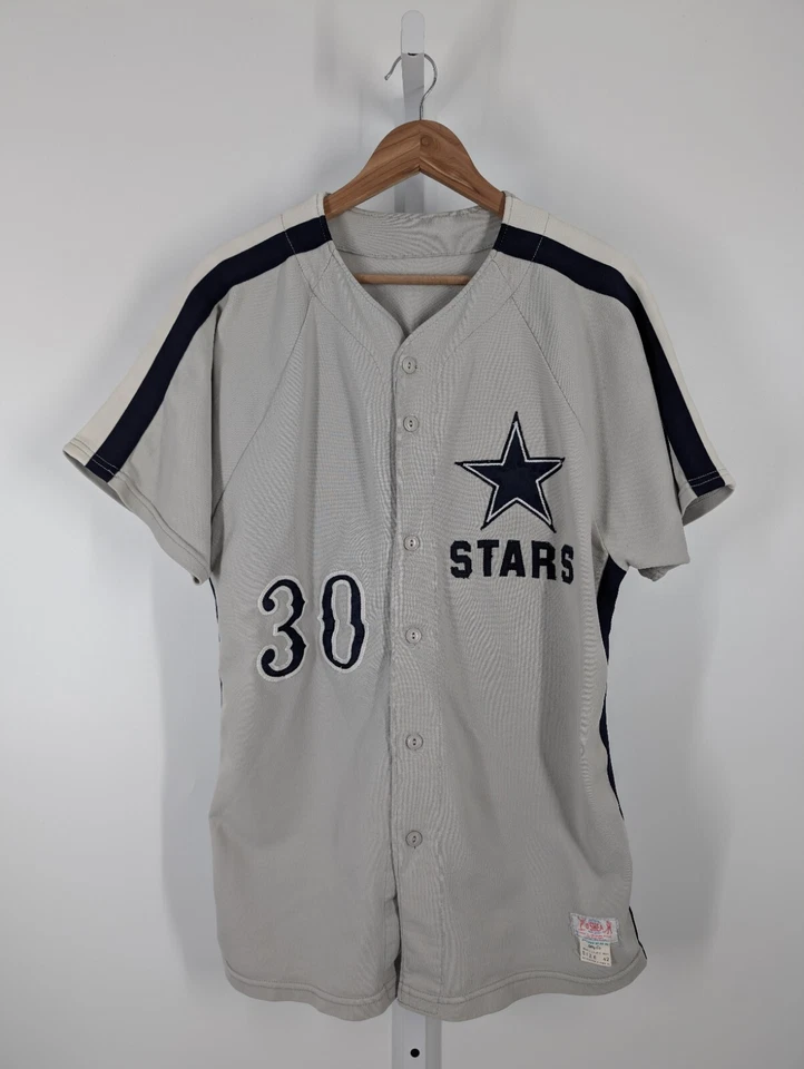 Parche de camiseta de béisbol vintage O'Shea Westwood NJ Stars azul plateado vaqueros #30 Foto 2 de 4
