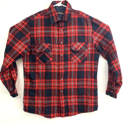 Northwest Territory Short Sleeve Shirt Red Navy Plaid Acrylic Flannel Medium EUC | eBay
