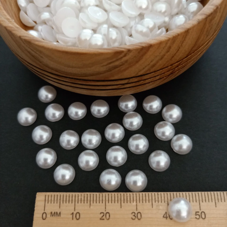 48pcs 8mm White Half Round Pearl Beads Flatback Cabochons AUS Free Postage sZ9 - image 4 of 4