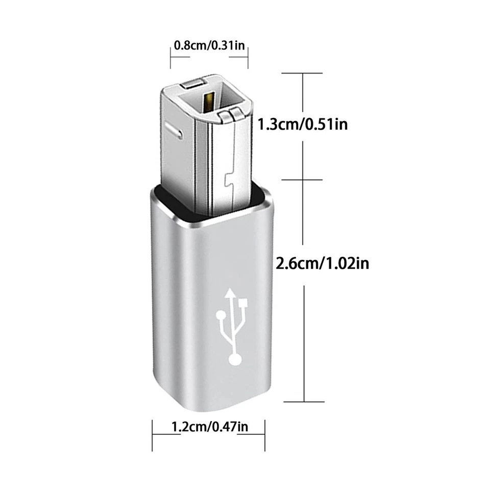 Type C Female to B Adapter USB/C Female to Printer Male Adapter USB/C to USB B - Image 3 of 4