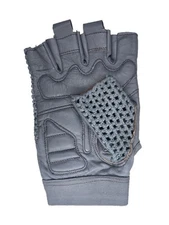 Leather Crochet Cycling / Bicycle Gloves - Grey