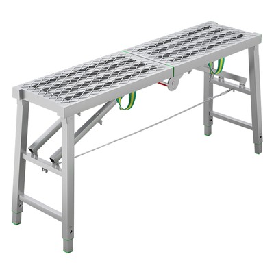 Adjustable Work Platform With 400 Lb Duty Rating, Portable Steel Step Ladder